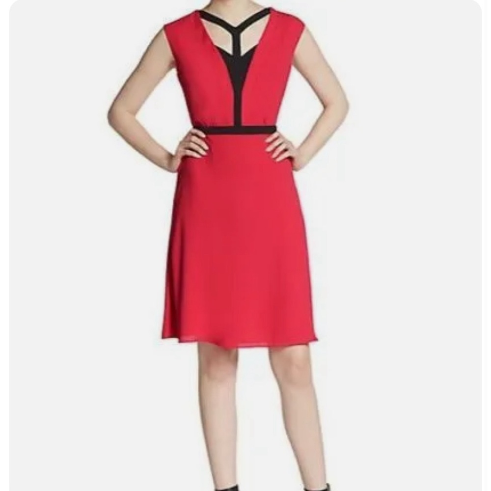 BCBG Maxazria Katryn Bare Pink Color Block Cap Sleeve Knee Length Dress